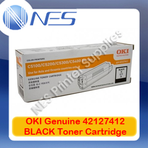 OKI Genuine 42127412 BLACK Toner Cartridge for C5100/C5200/C5300/C5400 (5K)